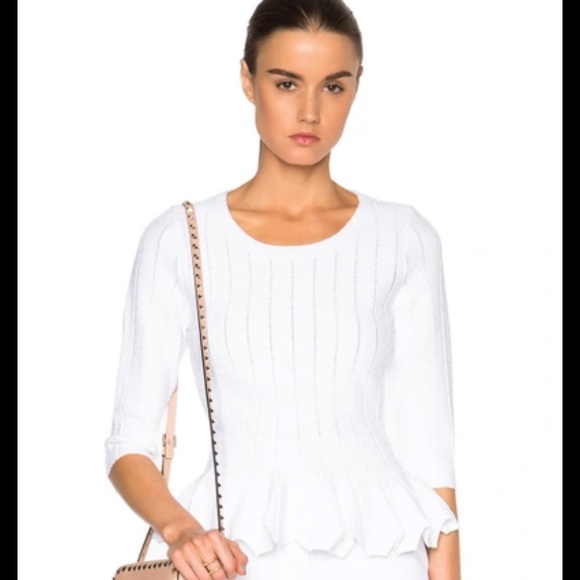 Jonathan Simkhai Peplum Pointelle Stretch Top XS - Picture 1 of 7